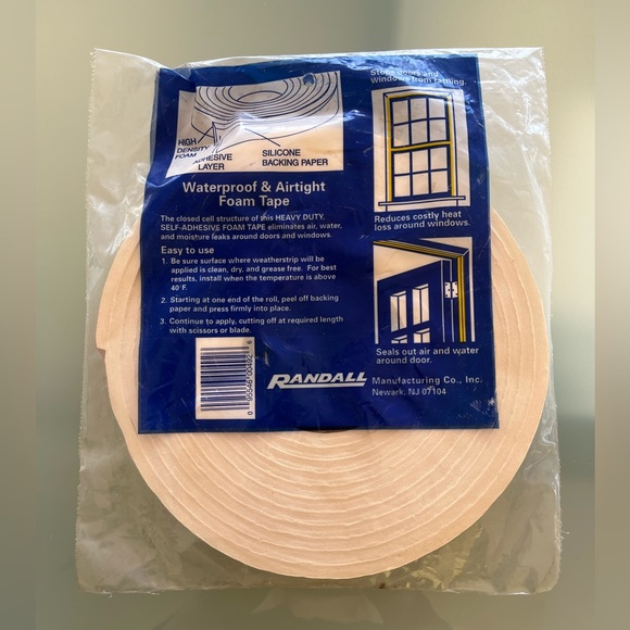 New Randall vinyl foam weatherstrip for waterproof weatherproof self-stick 17 ft - Picture 2 of 5